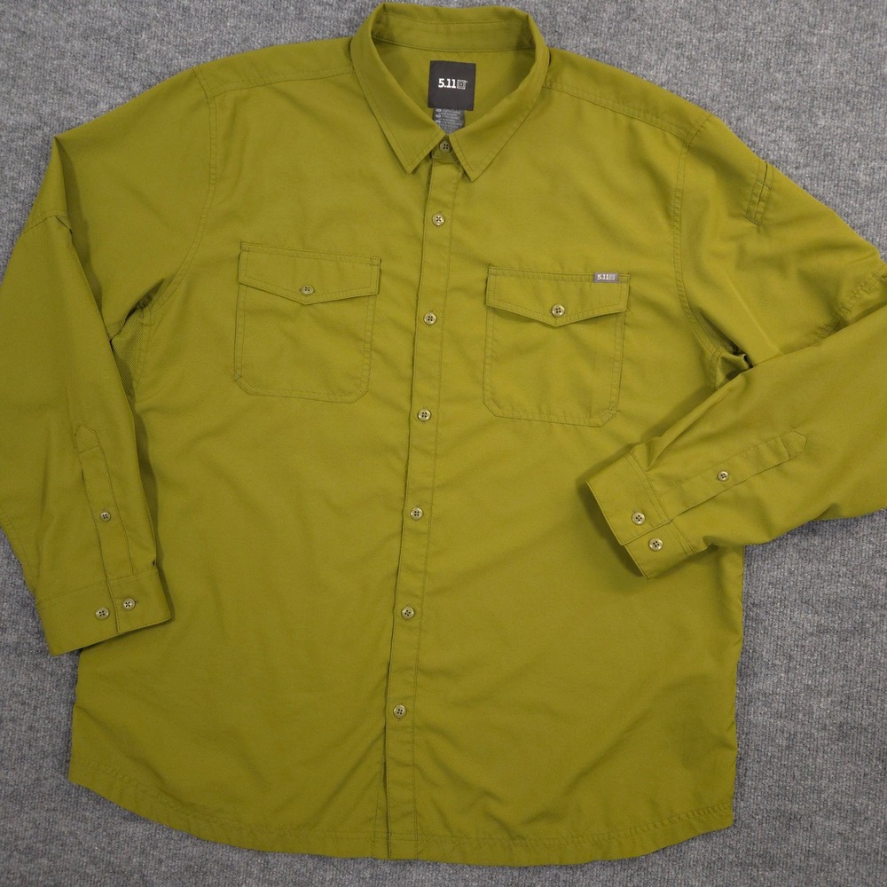 511 Tactical Marksman Shirt Mens 2XL Green Performance Utility Long Sleeve UPF